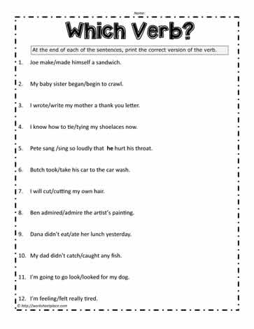 Verb Tense Worksheet Worksheets Worksheets Library