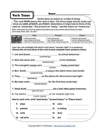 Verb Tense Worksheets Worksheets Library