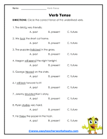 Verb Tense Worksheets Worksheets Library