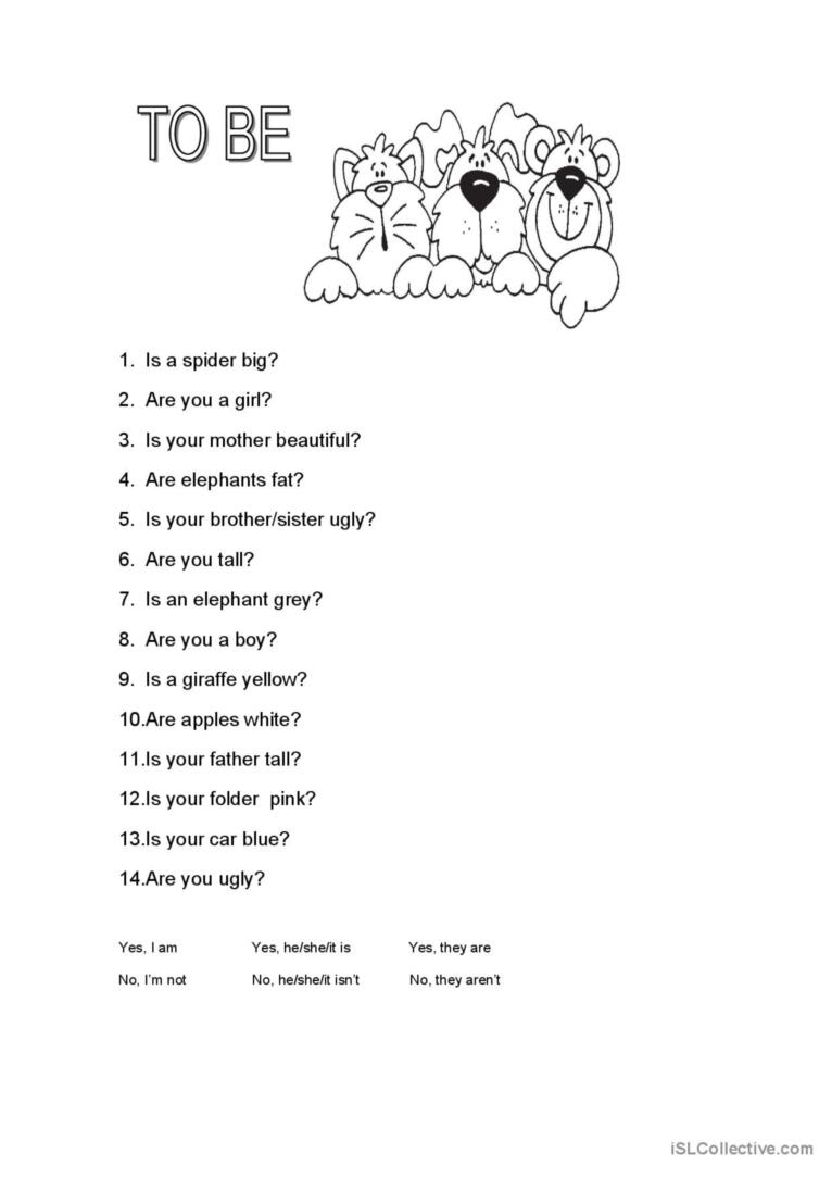 Verb To Be Short Answers English ESL Worksheets Pdf Doc