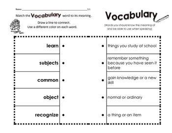 WONDERS 1st Grade VOCAB WORDS By McGraw Hill Vocabulary CONNECT