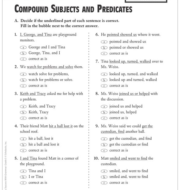 Worksheet On Subjects And Predicates Worksheet24