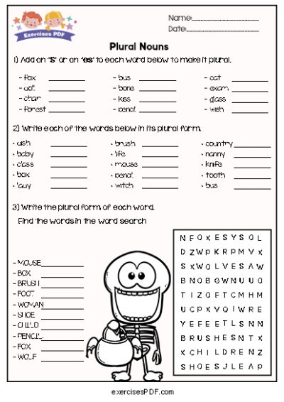 plural nouns pdf exercises