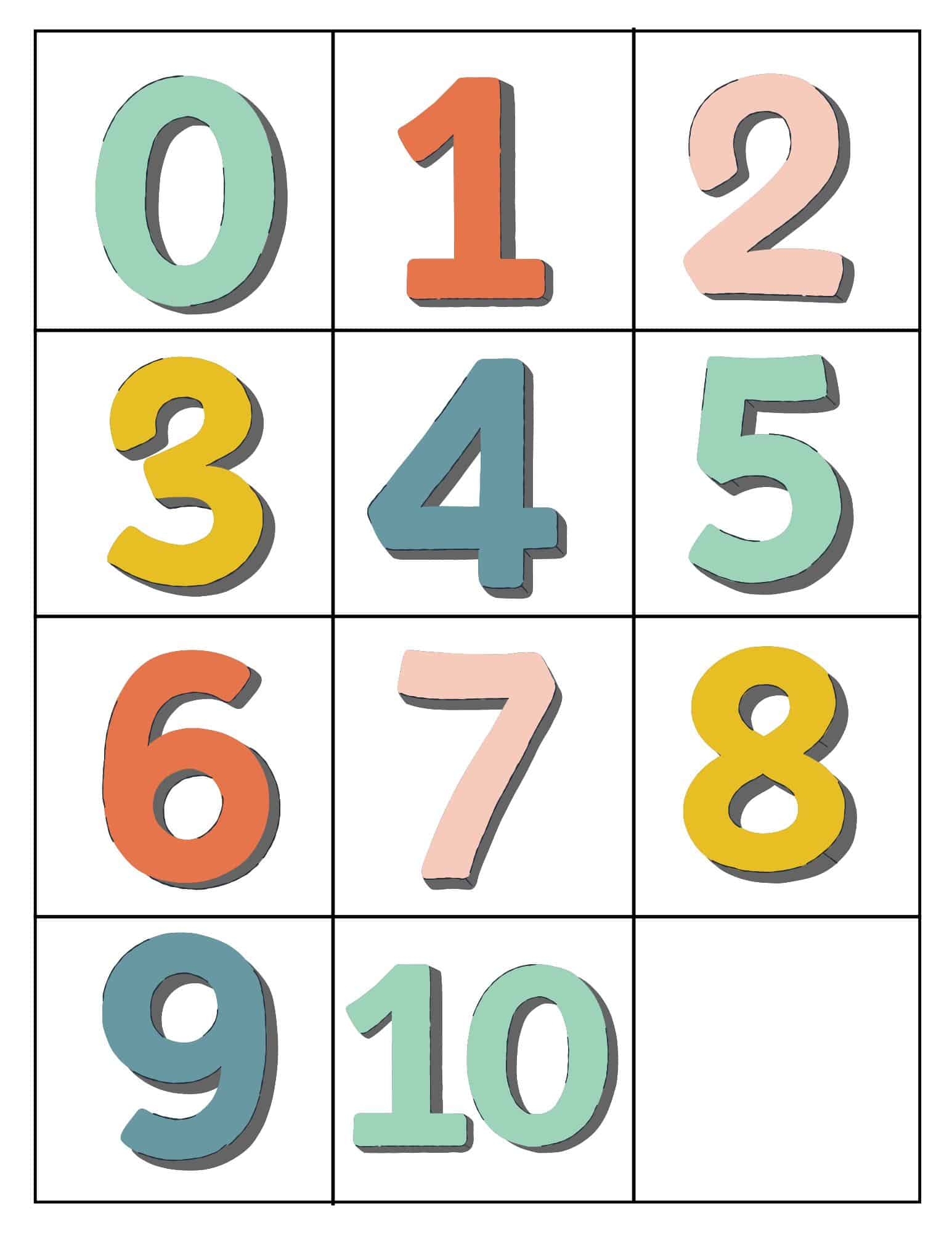 free printable numbers 1 10 pdf