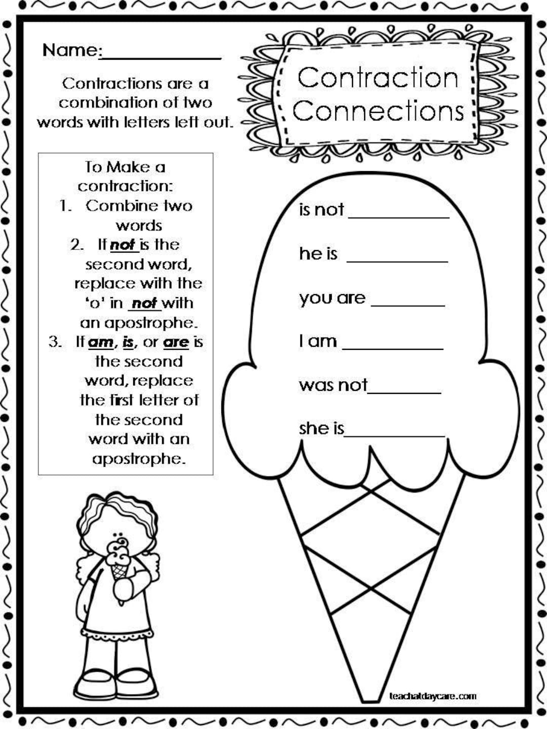 free printable contractions worksheet pdf