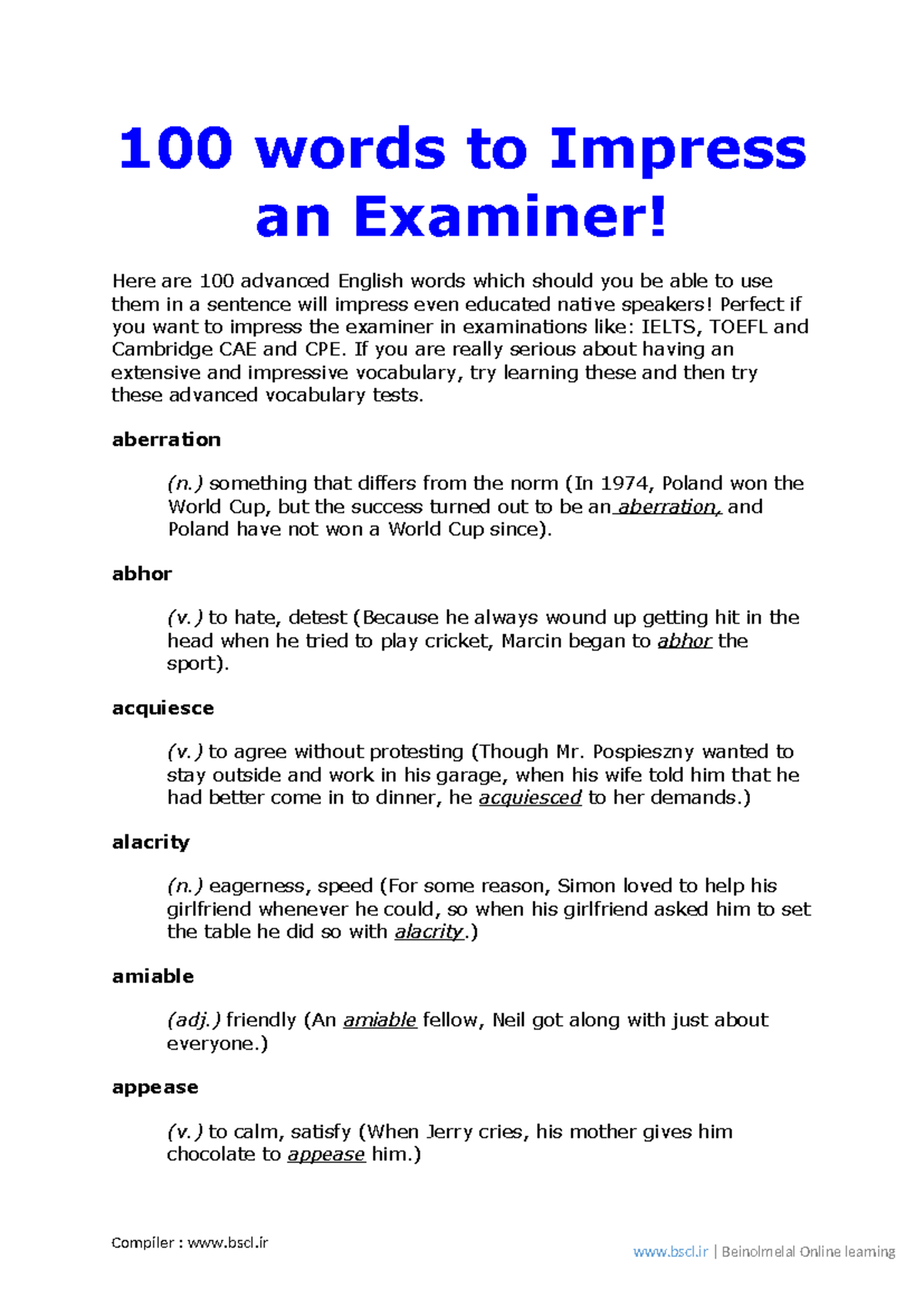 100 Advanced Vocabulary Words To Impress Your Examiner IELTS 
