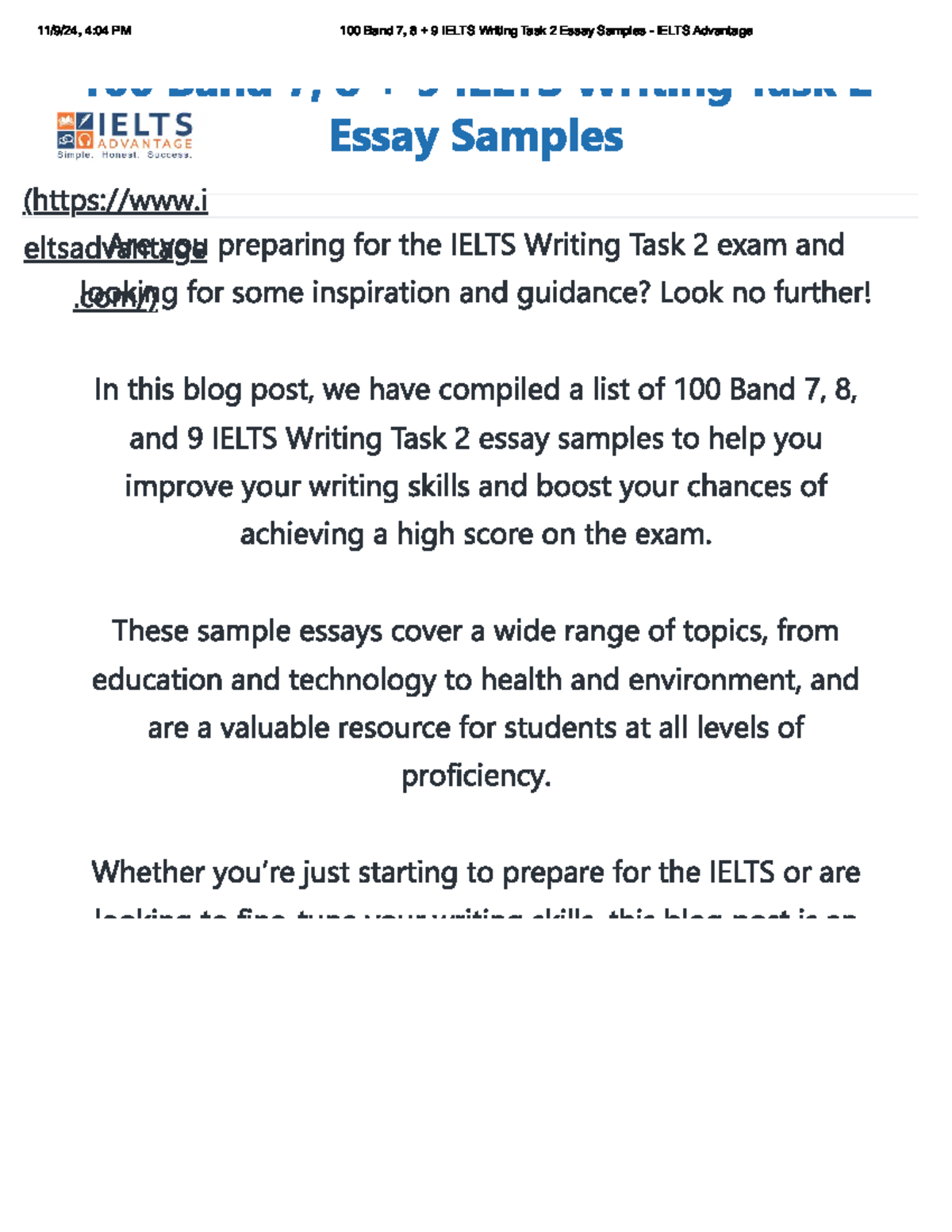 100 Band 7 8 9 Ielts Writing Task 2 Essay Samples Ielts 