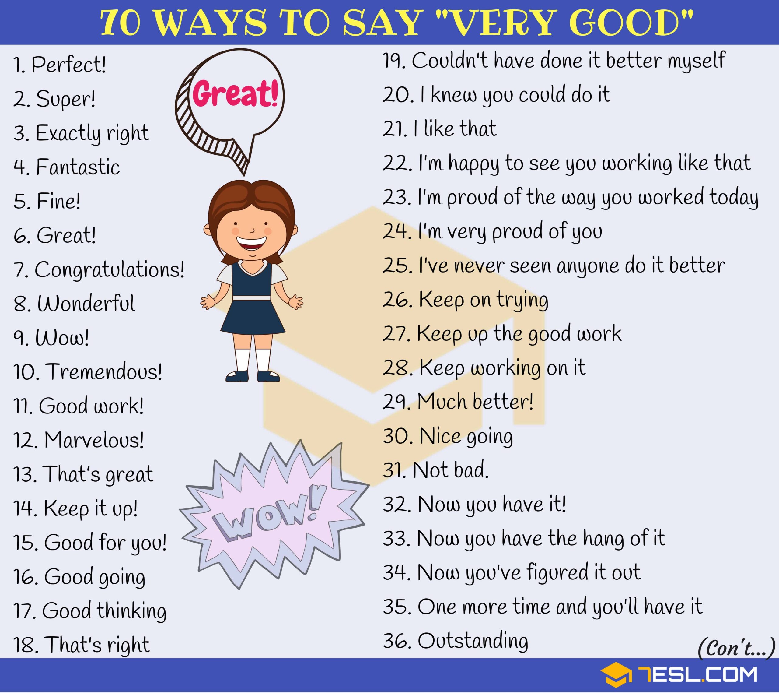 100 Different Ways To Say Very Good In English 7ESL