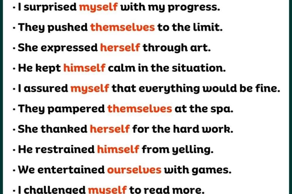100 Example Sentence Of Reflexive Pronoun