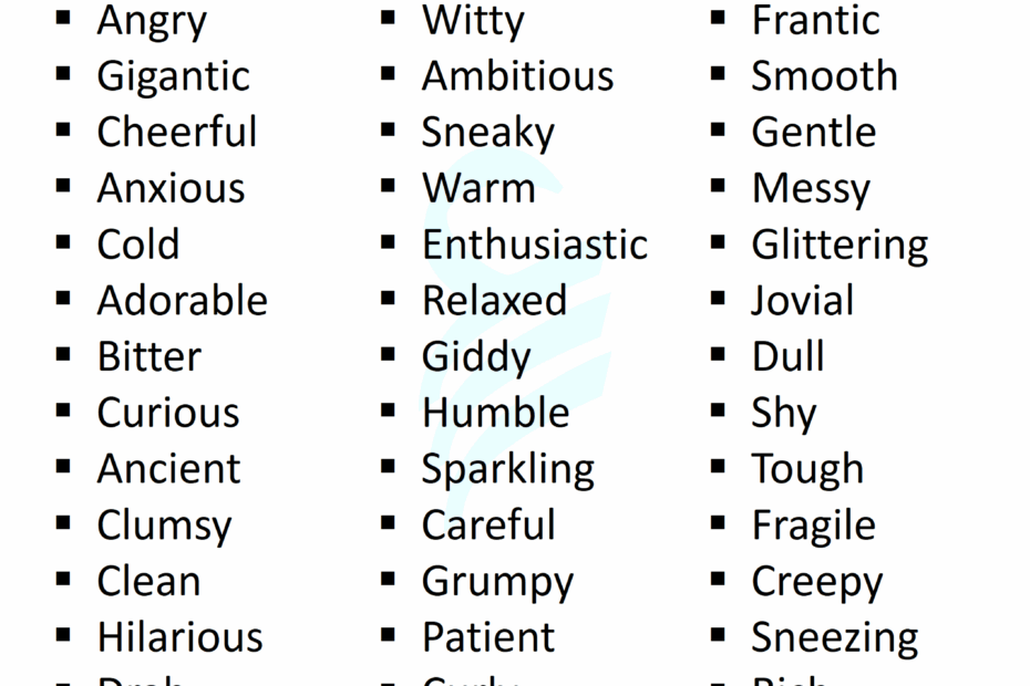 100 Examples Of Adjectives In English Adjectives Examples Englishilm