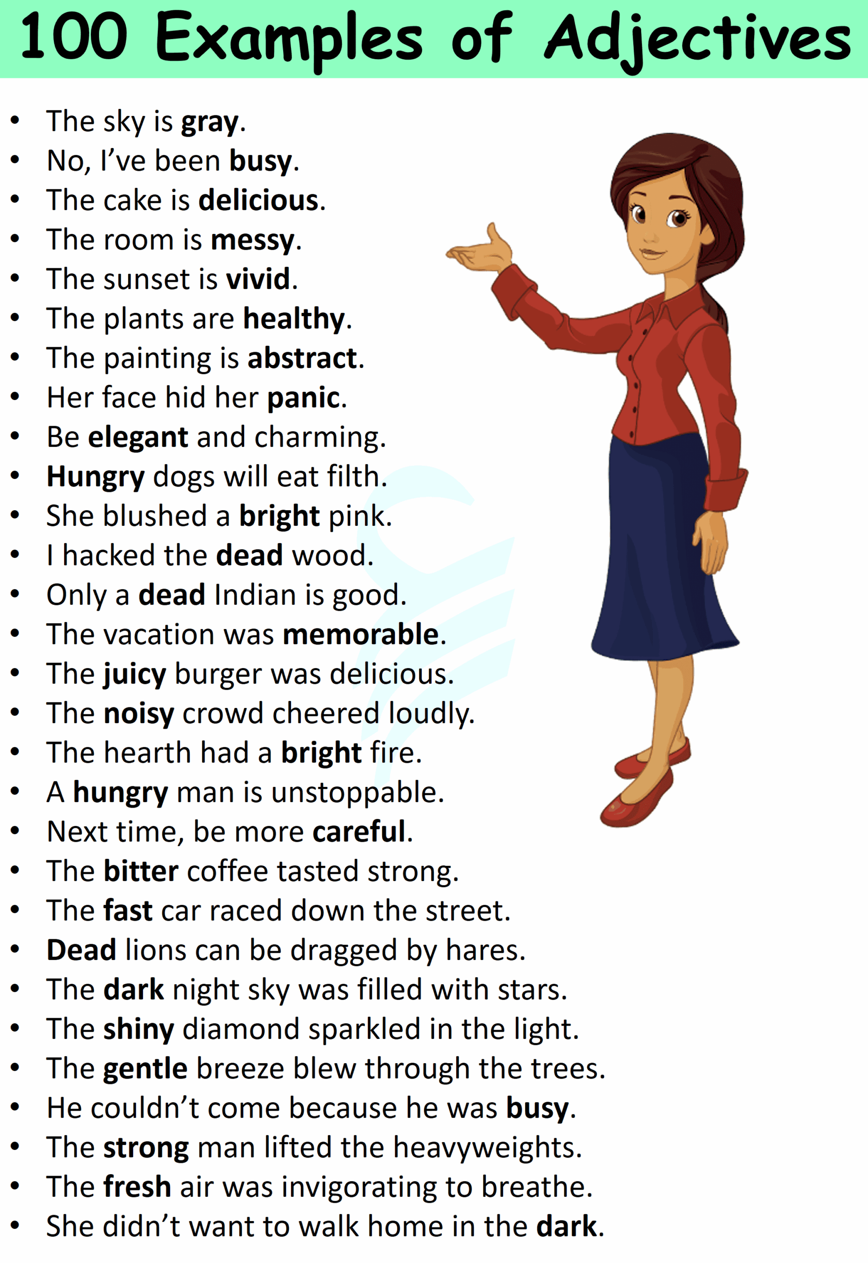 100 Examples Of Adjectives Used In English Sentences Englishilm