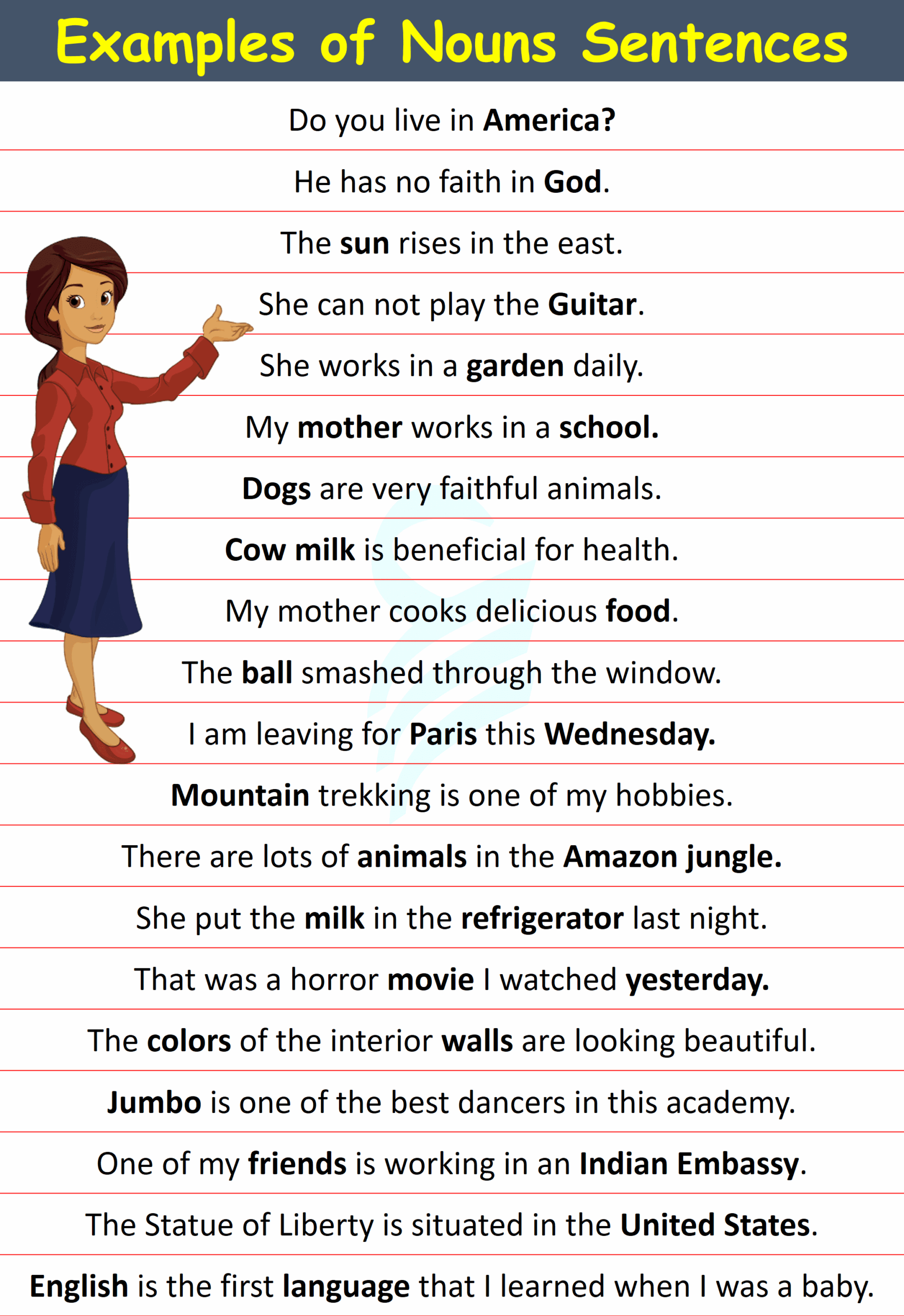 100 Examples Of Nouns Sentences In English Nouns Sentences Englishilm