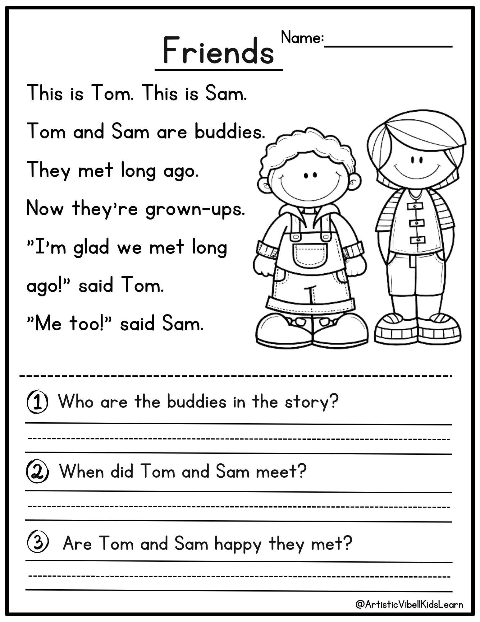 reading worksheets printable free