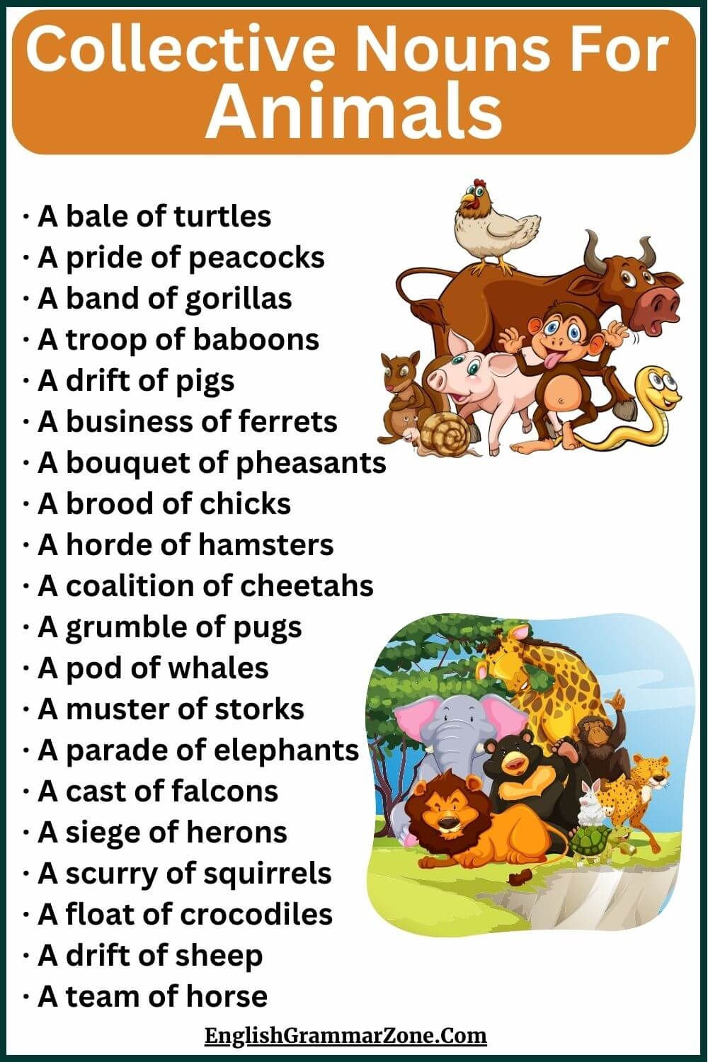 100 List Of Collective Nouns For Animals