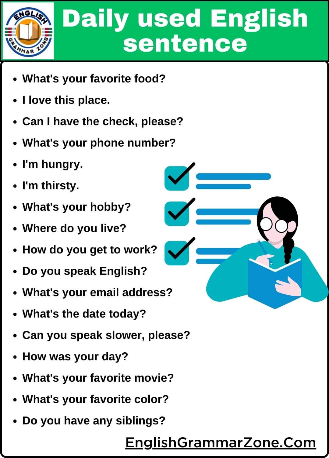 100 Most Common U0026 Important Daily Used English Sentence