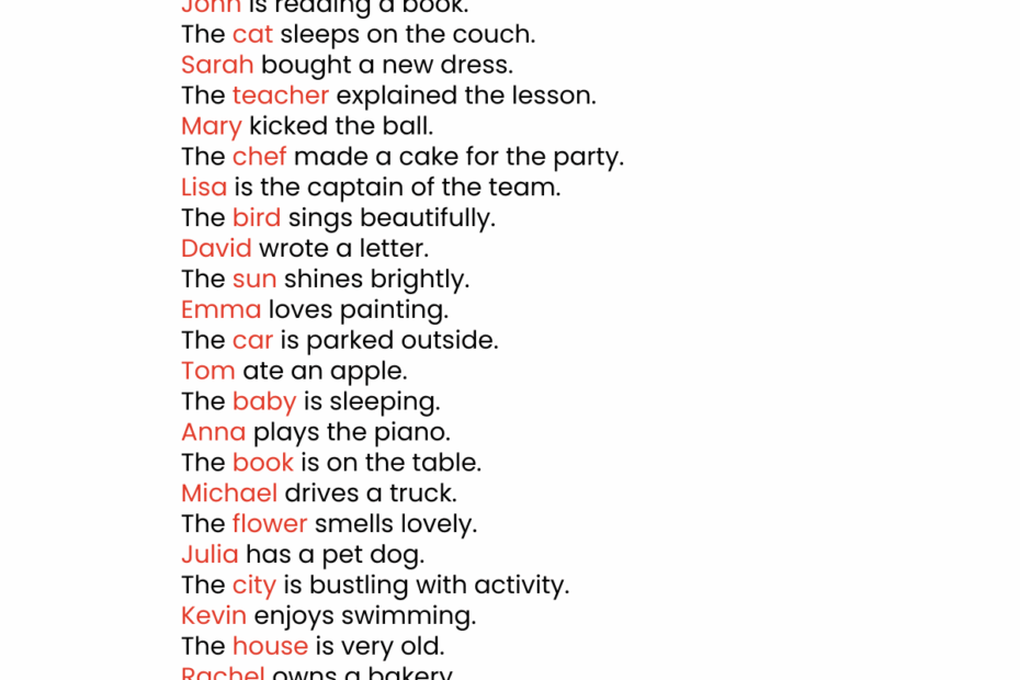 100 Noun Sentence Examples