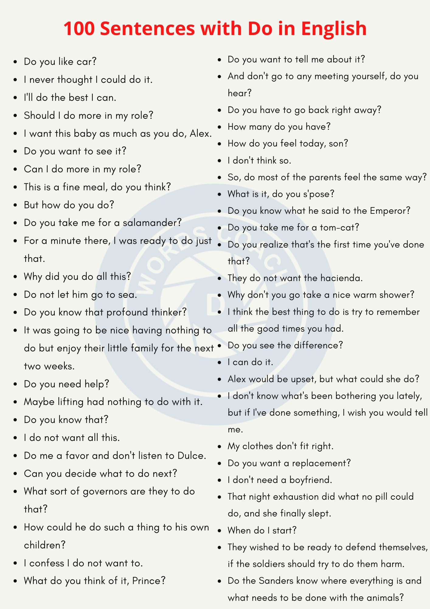 100 Sentences With Do In English Word Coach