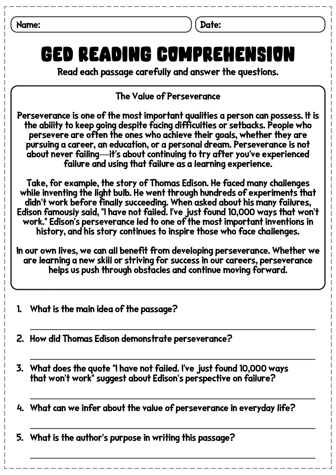 reading comprehension tests