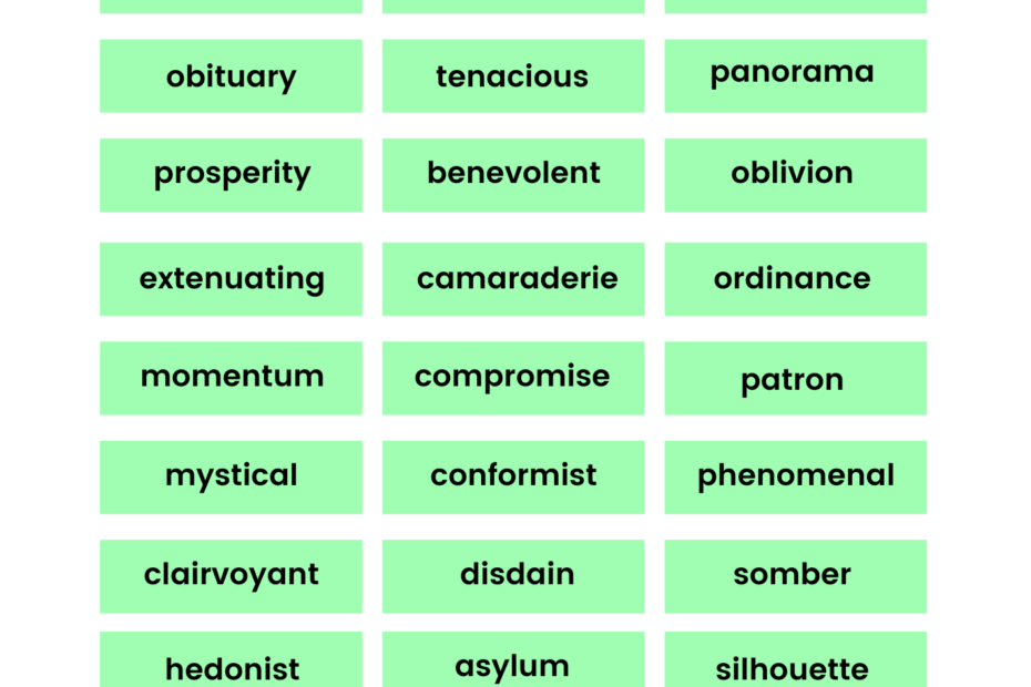 12th Grade Spelling Bee Vocabulary Words EnglishBix