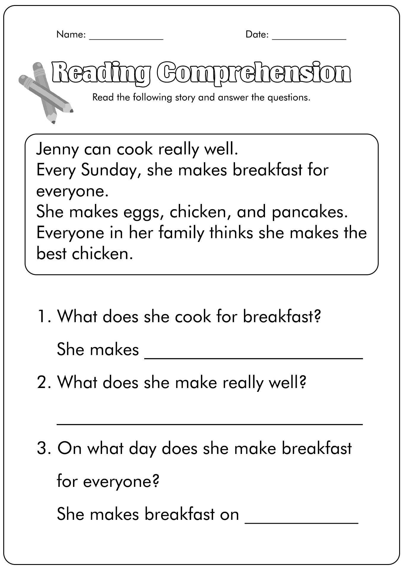 free printable reading comprehension exercises