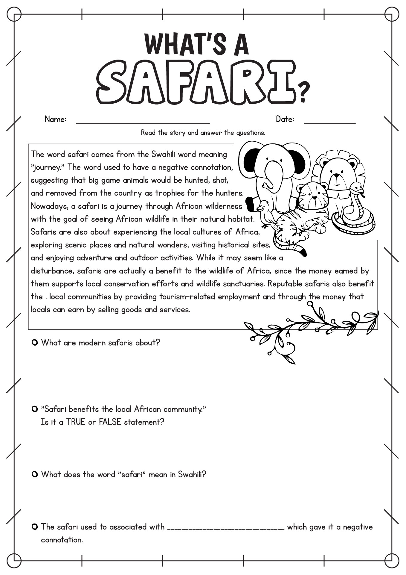 4th grade worksheets reading free