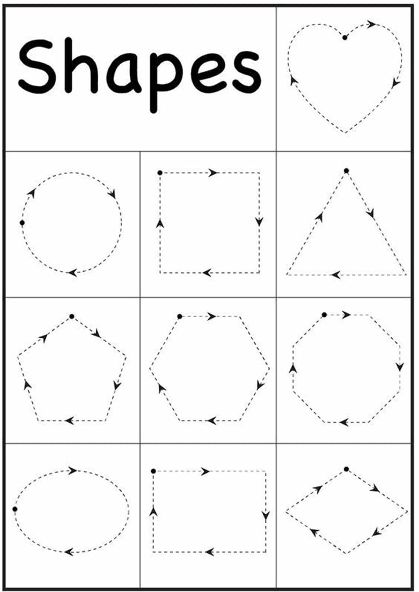 15 FREE Tracing Shapes Worksheets For Preschool Kids My Happy 