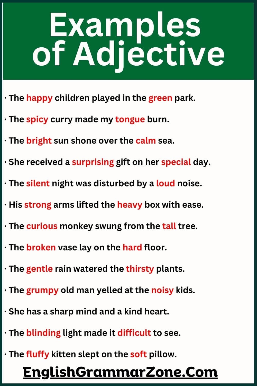 150 Examples Of Adjective In Sentence