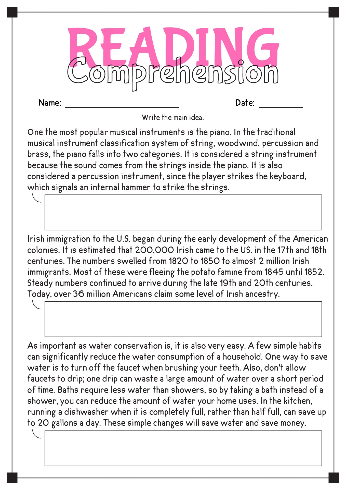 free english reading comprehension worksheets