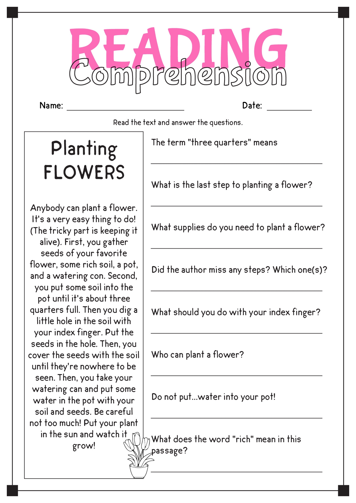 free reading comprehension passages