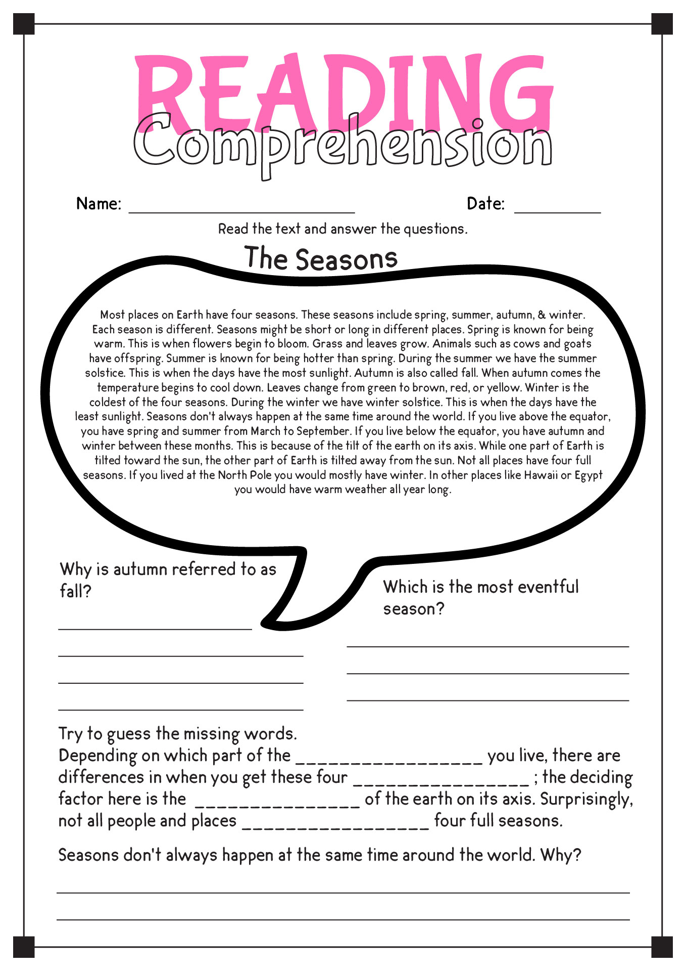 printable reading comprehension worksheet pdf