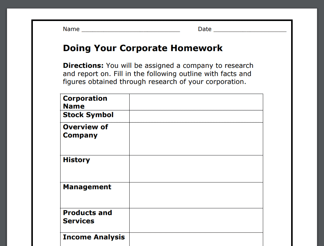 17 Stock Market Worksheets PDFs Plus Stock Market Lessons 
