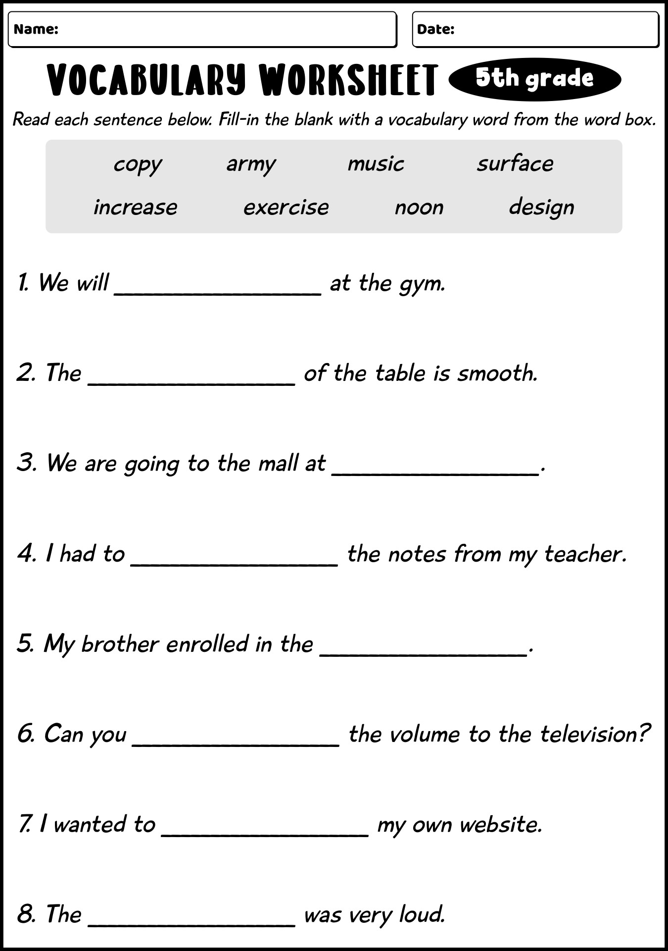 18 5th Grade Vocabulary Worksheets Printable Free PDF At 