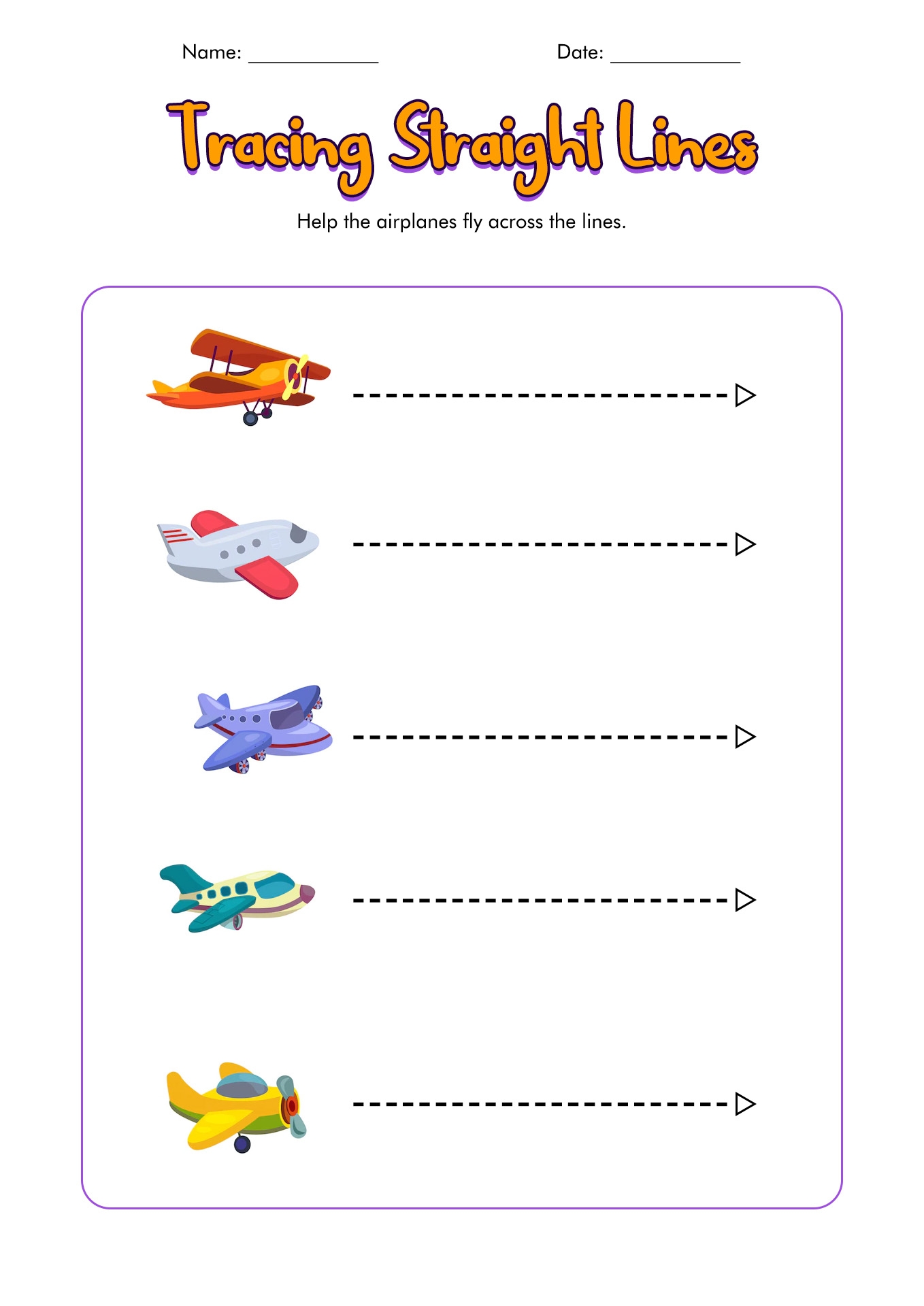 horizontal line tracing worksheets