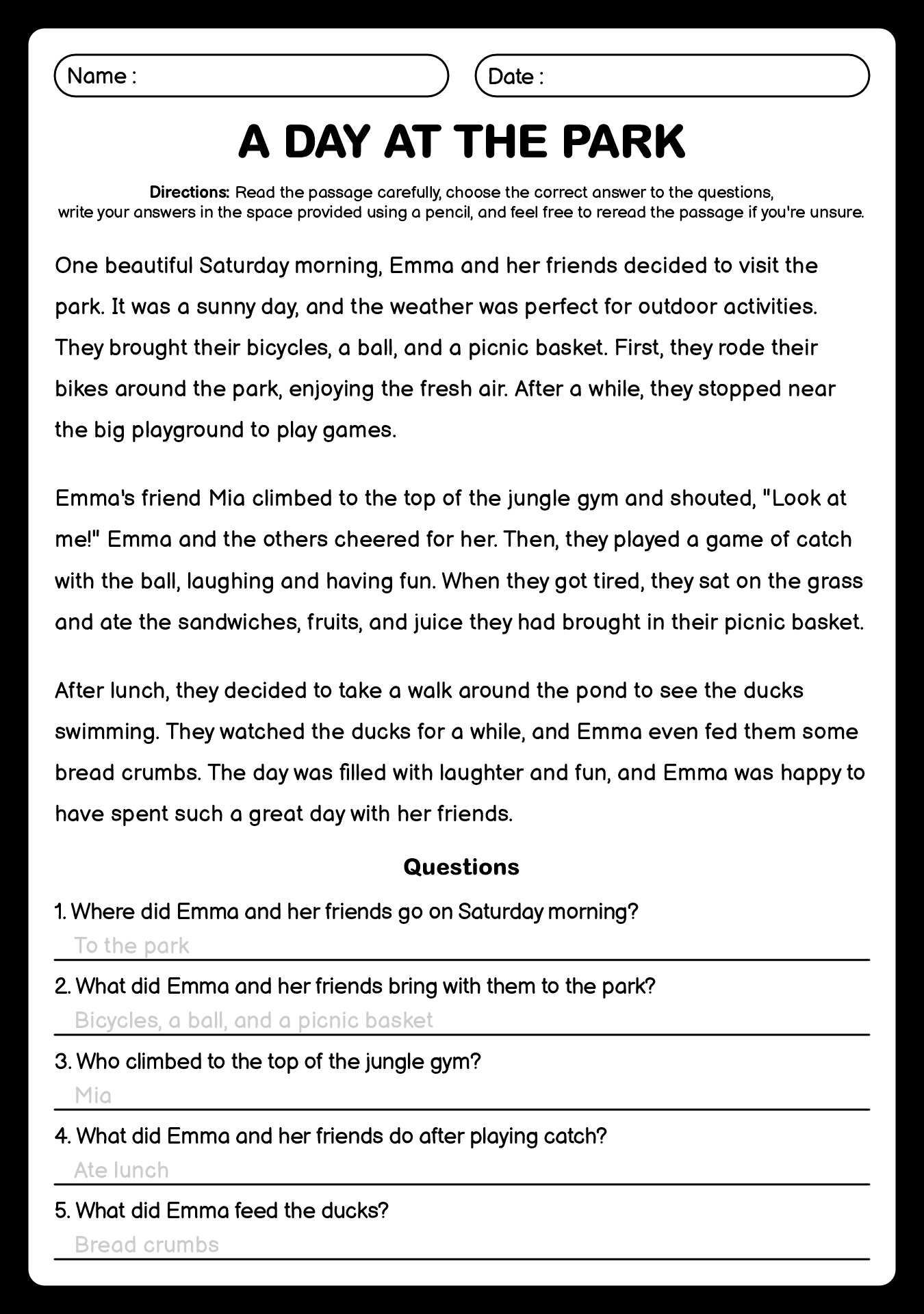 18 Wh Questions Reading Comprehension Worksheets Free PDF At 