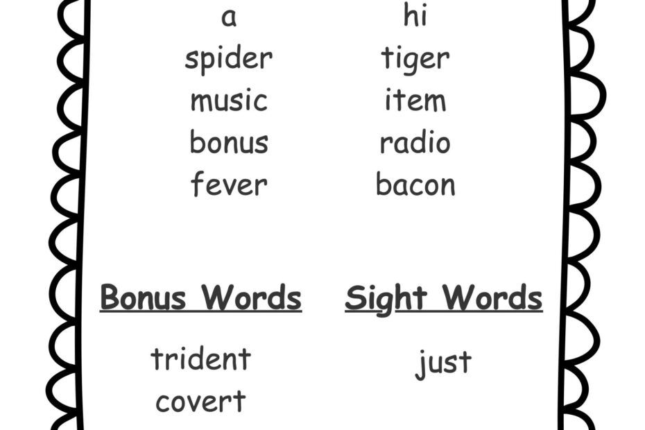 1st Grade Spelling Words Free Printable 36 Week List
