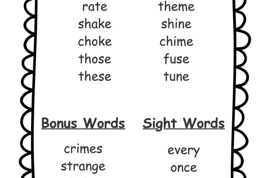 1st Grade Spelling Words Free Printable 36 Week List