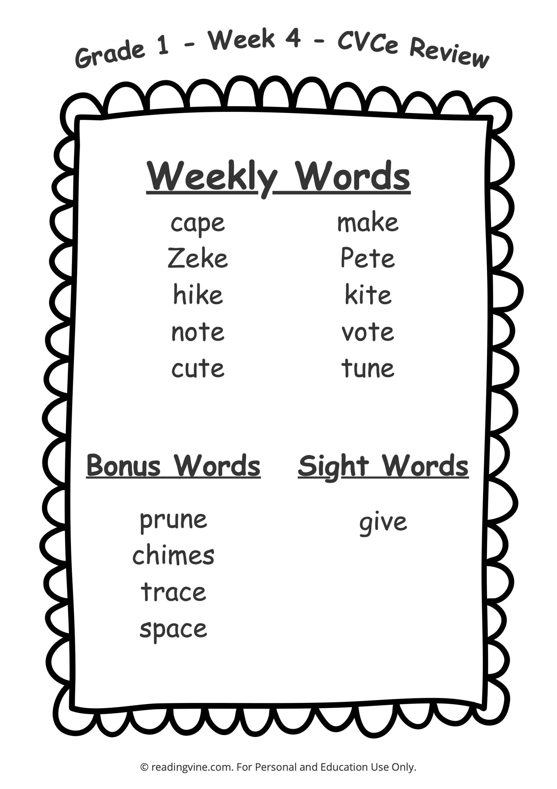 spelling exercise for grade 1
