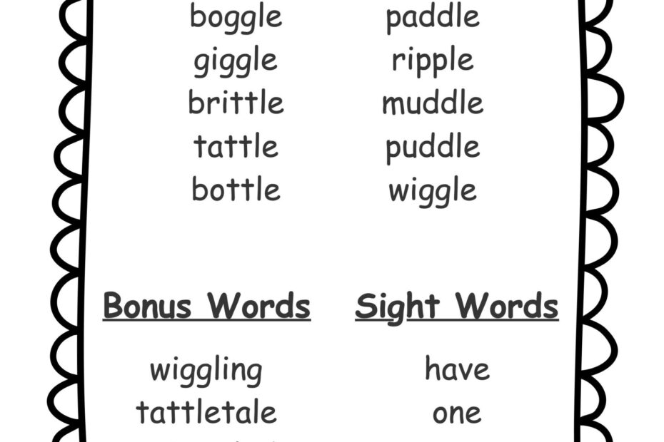 1st Grade Spelling Words Free Printable 36 Week List