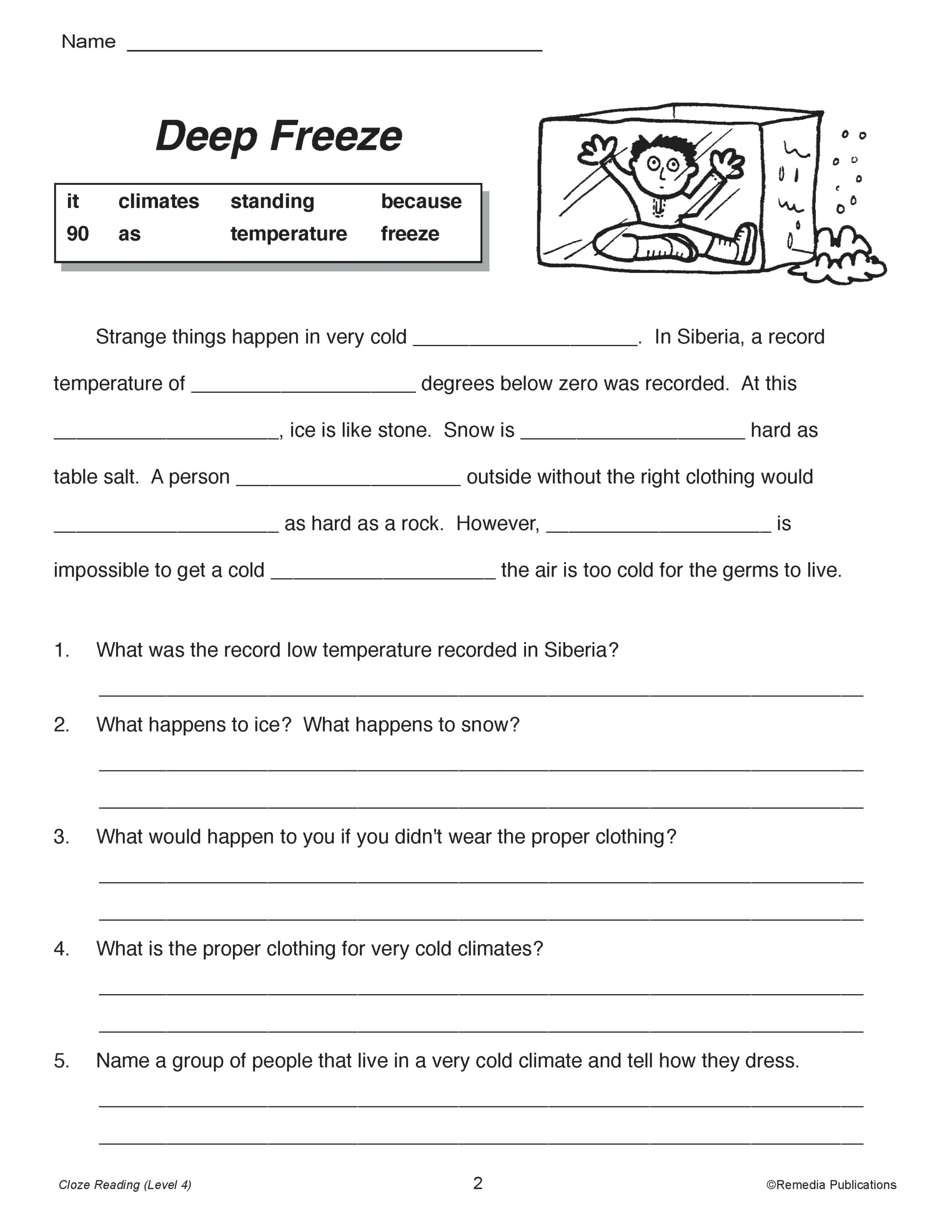 reading worksheet for grade 5
