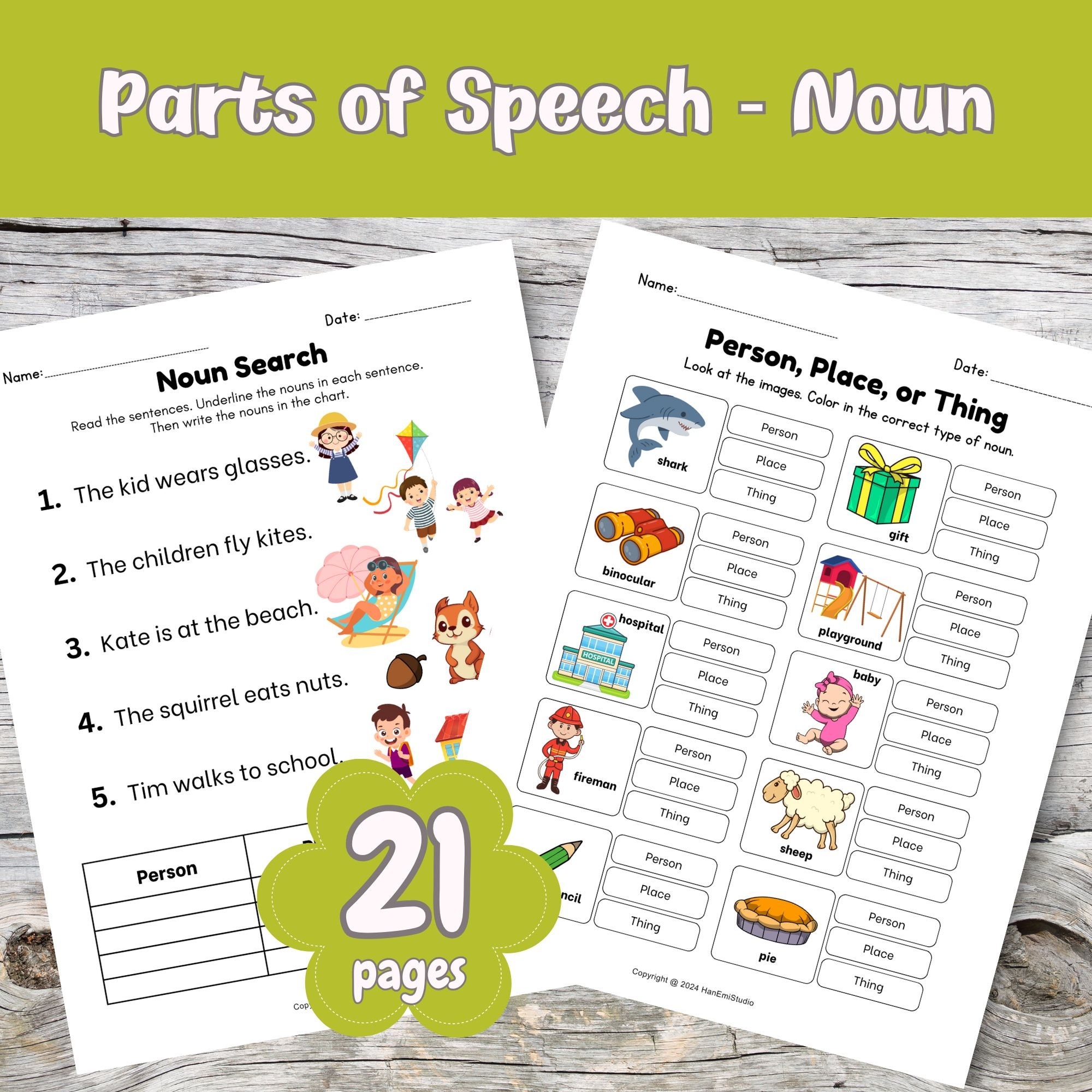 21 Noun Worksheets Bundle Parts Of Speech Printable Noun 
