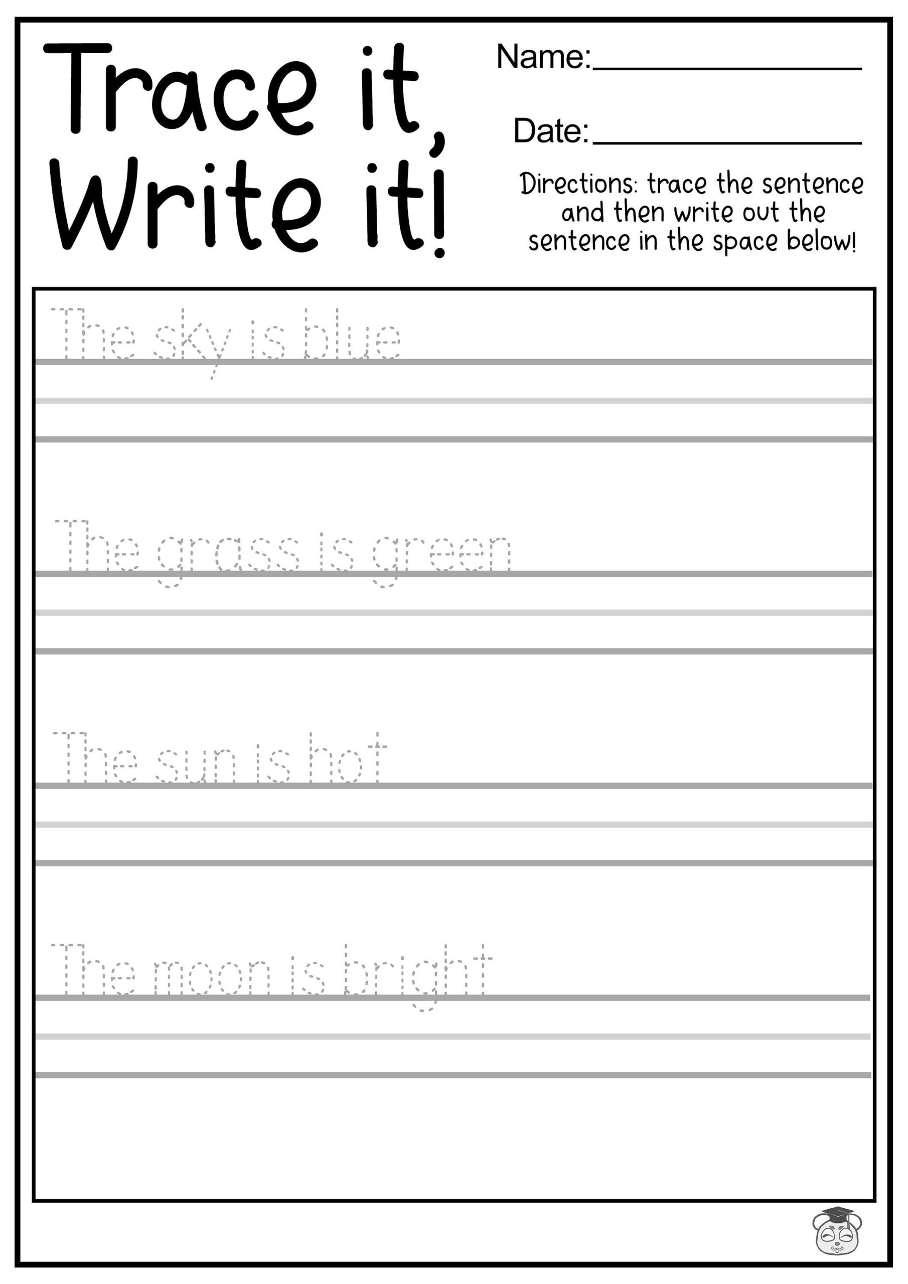 free printable sentence tracing generator