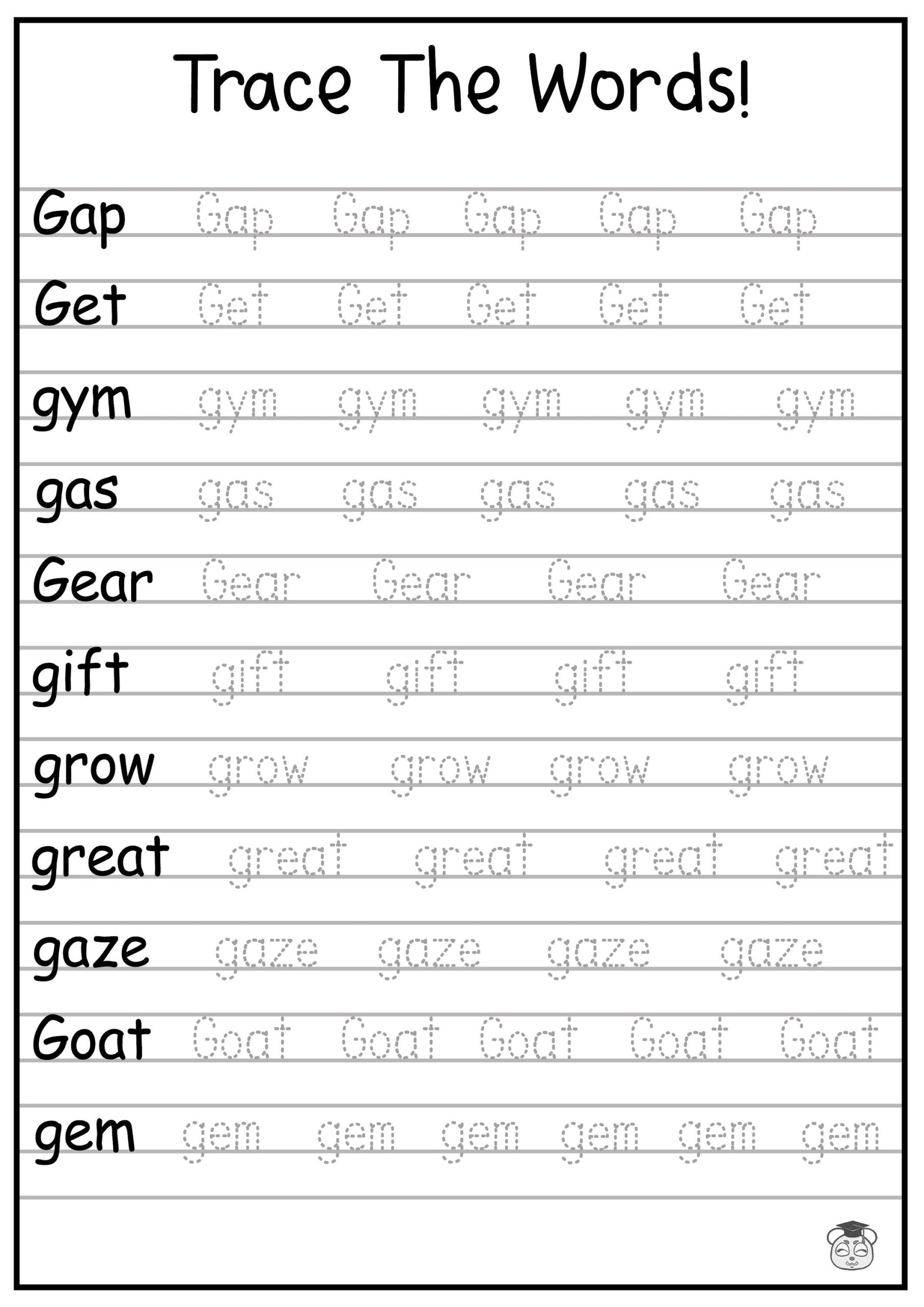 24 Printable Trace The Words Worksheet Alphabetical A Z Capital And Lowercase Words ages 3 7 KG1 To Grade 2 Etsy