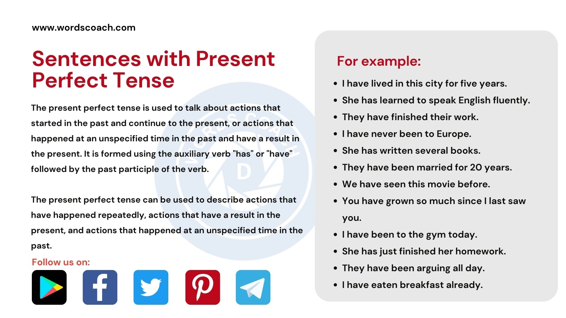 250 Sentences With Present Perfect Tense Word Coach