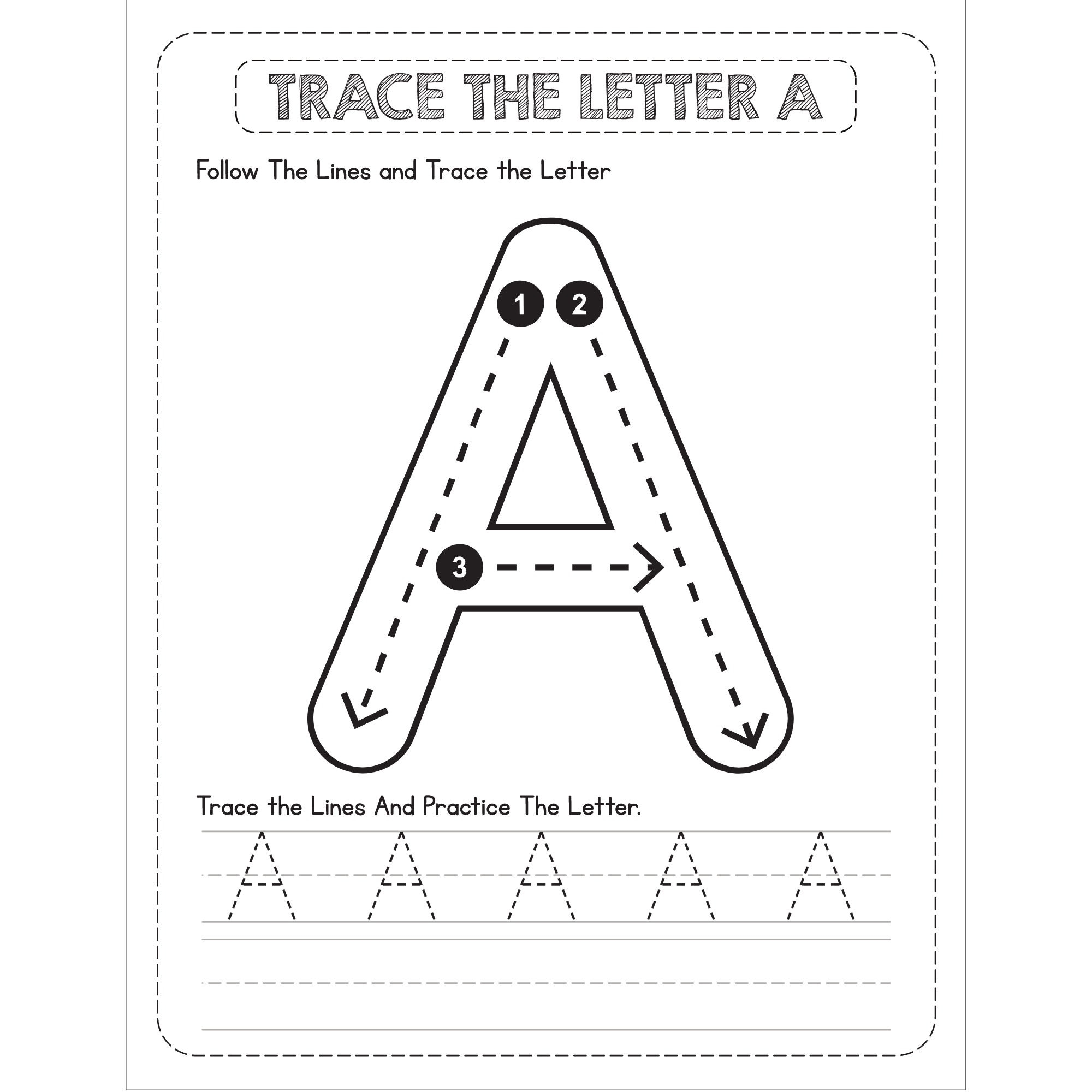 letter a trace printable