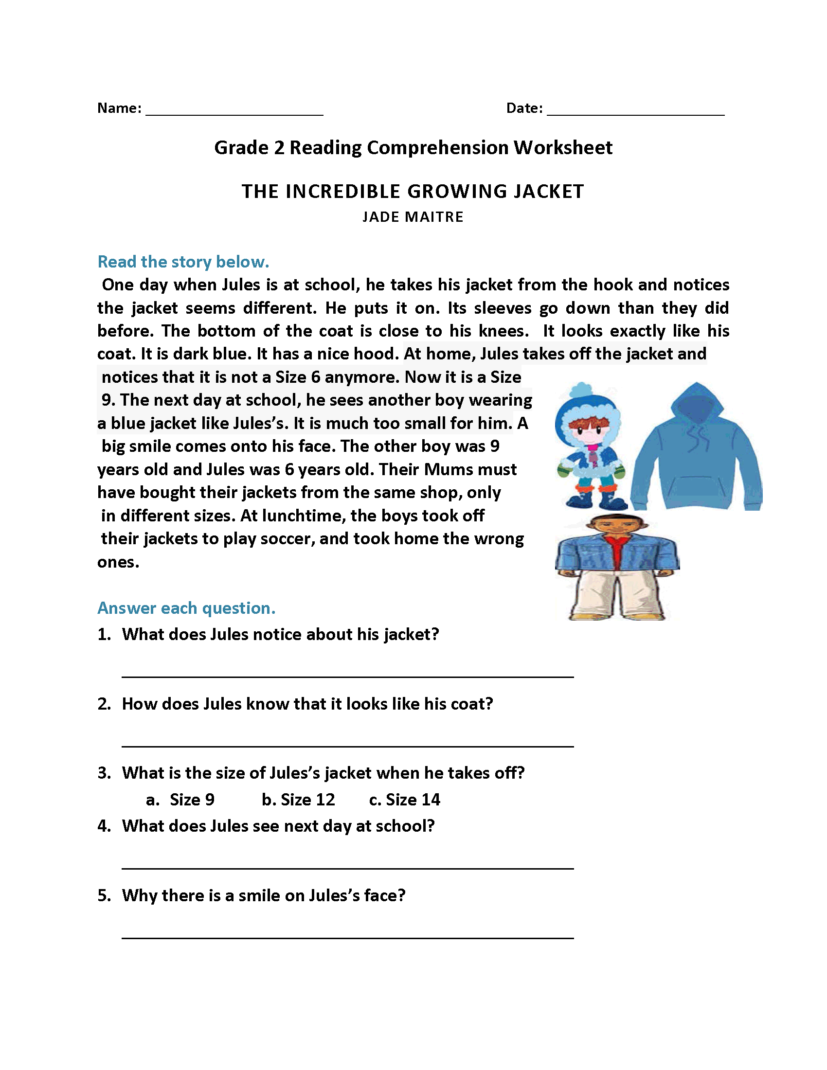 2nd grade reading printable worksheets