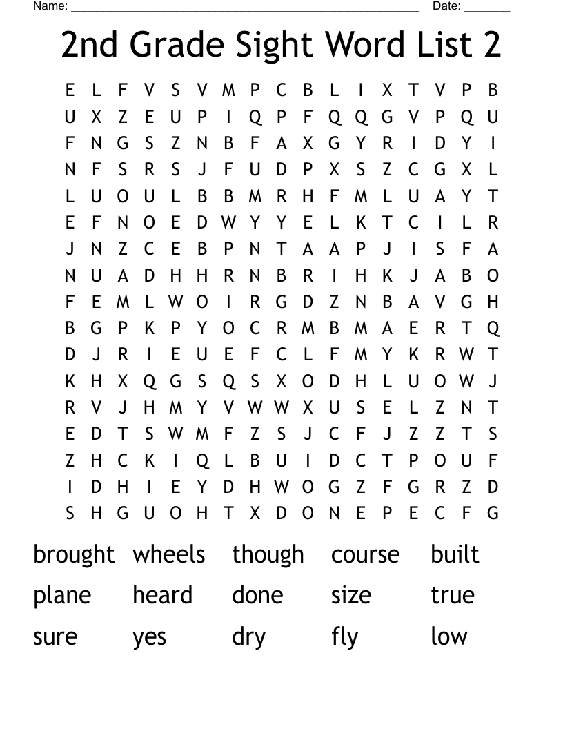 list of second grade words