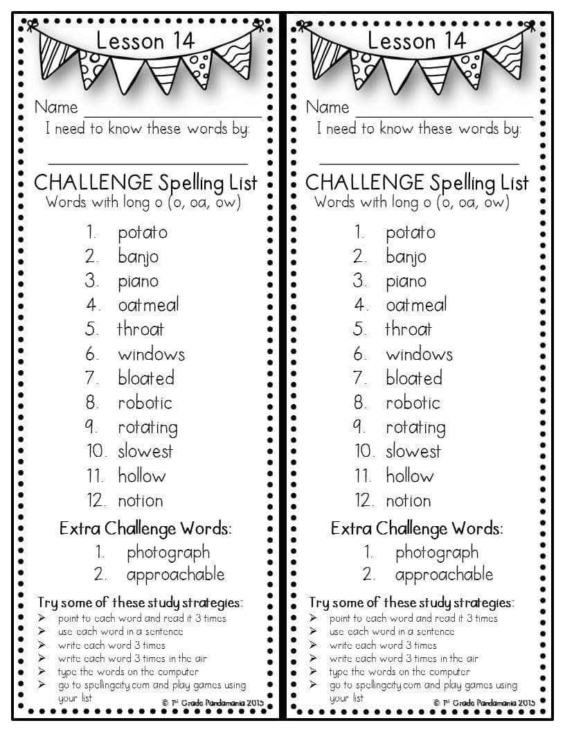 2nd Grade Spelling Lists Challenge Aligned With HMH Journeys 