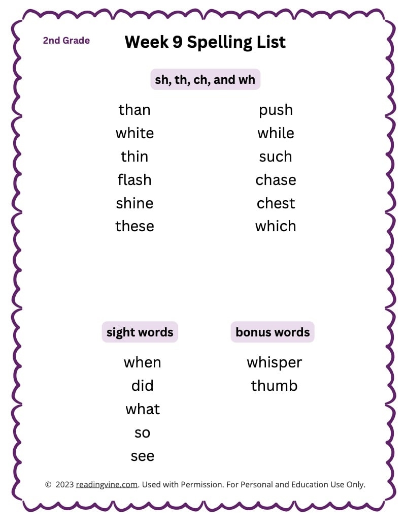 2nd Grade Spelling Words Full 31 Week Curriculum