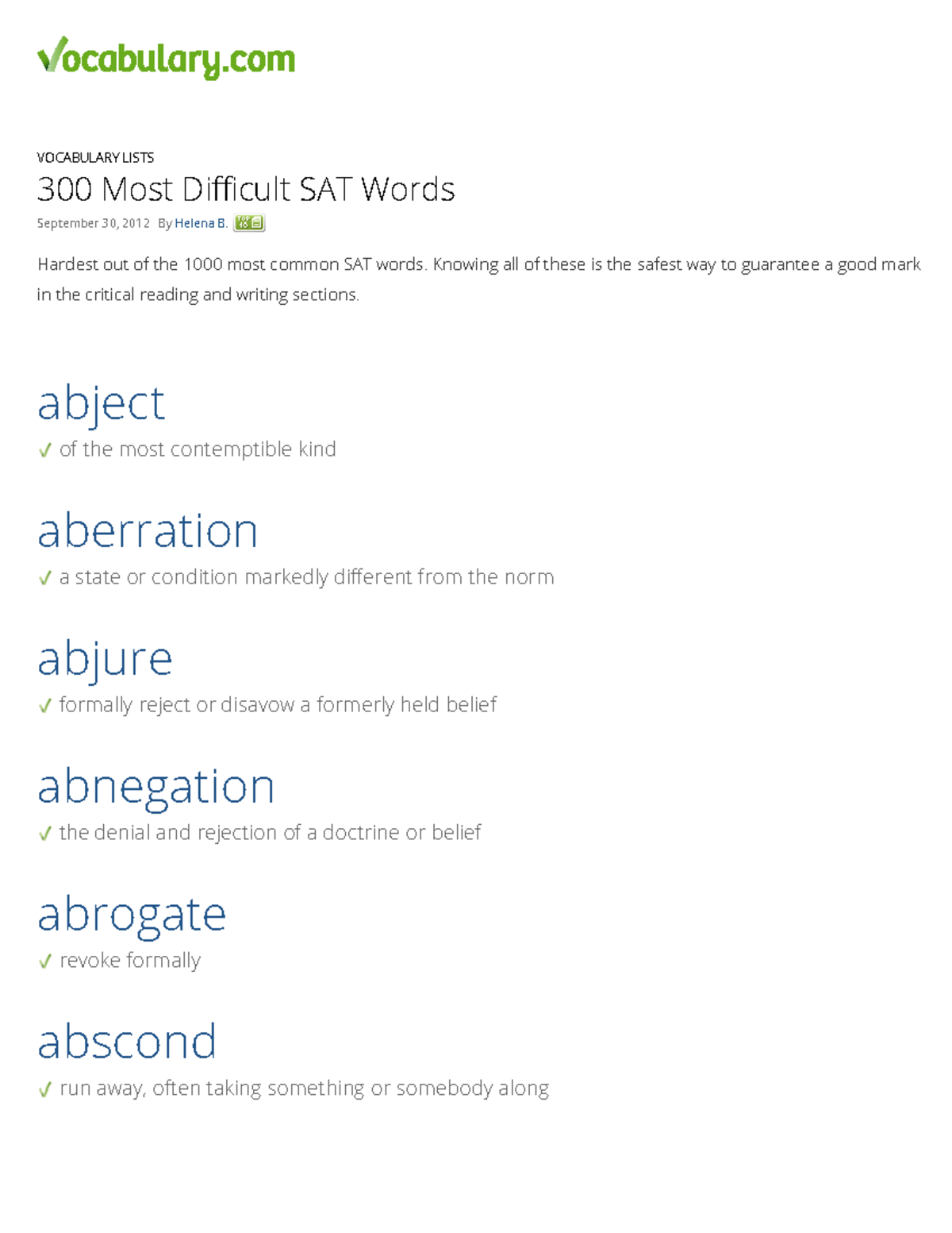 300 Most Difficult SAT Vocabulary Words Essential Study Guide Studocu