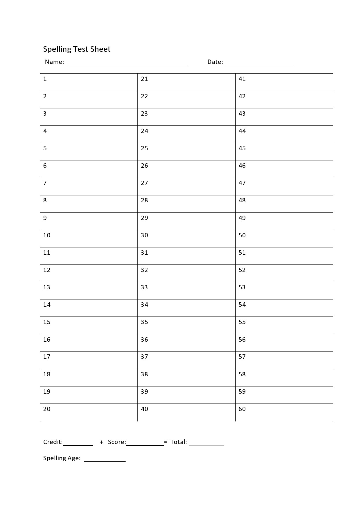 38 Printable Spelling Test Templates Word U0026 PDF TemplateLab